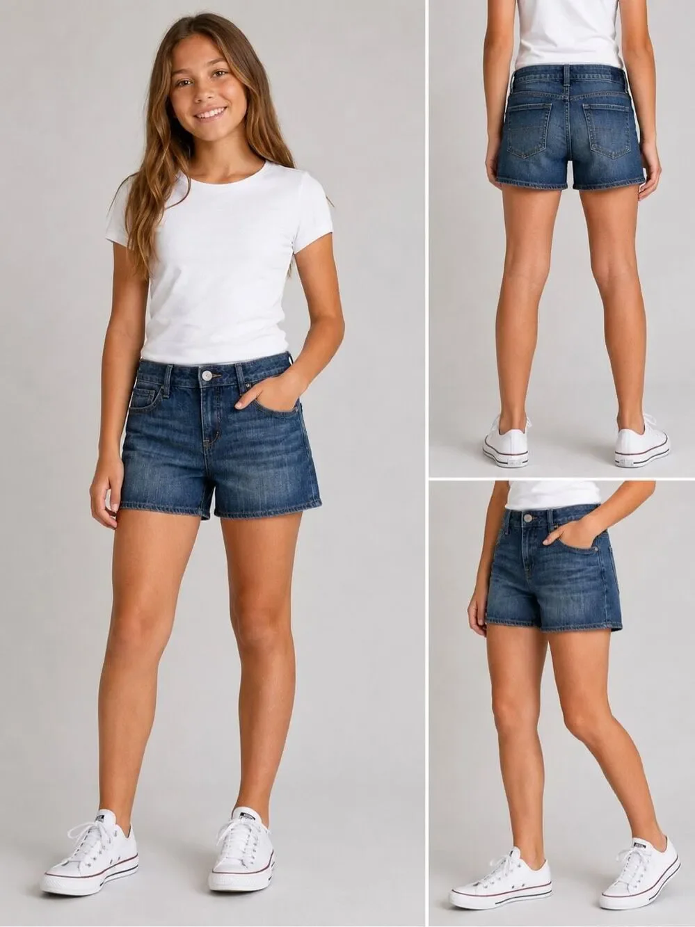Gap Kids 1969 Denim Shorts Girls Sz 14 Regular Blue Cotton Adjustable Waist